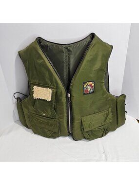 Stearns Green Adult X Large Type III‎ Fishing Vest With Pockets & Zip Closure